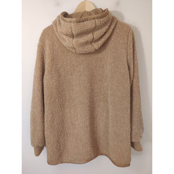 1 Madison Expedition Women's Tan Hooded Full Zip Fuzzy Teddy Jacket Size L - Picture 8 of 11